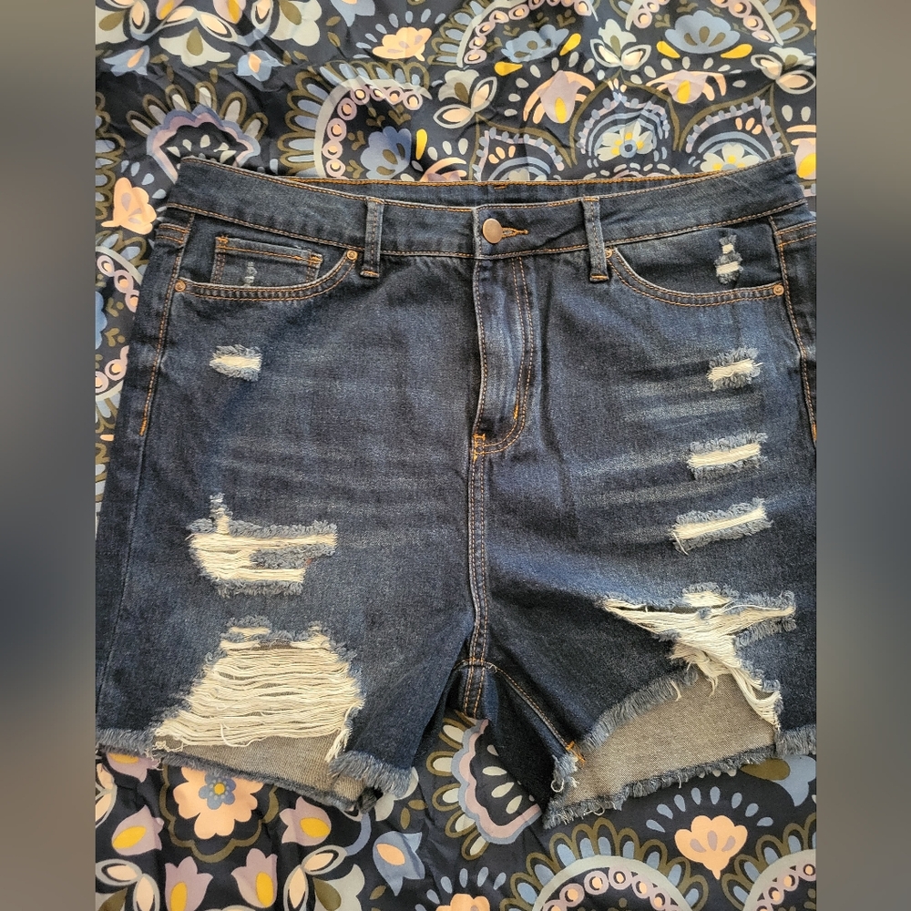 Shein distressed denim shorts